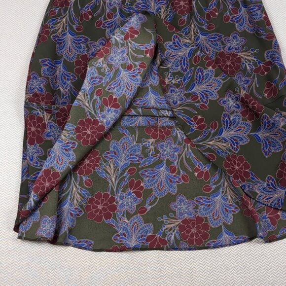3/$20 Joe Fresh Floral Trumpet Skirt Pull On Flare Green Purple Womens Medium - Picture 4 of 9